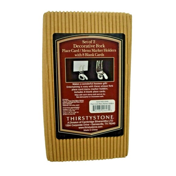 Set Of 2 Decorative Fork Place Card/Menu Marker Holders With 8 Blank Cards By Th - Picture 2 of 3